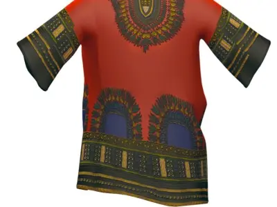 Cartoon High Poly Subdivision Hippie Shirt 3D Model Low-poly 3D model