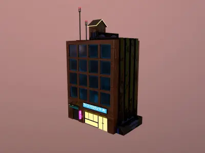 Cyberpunk City - Building 3 Low-poly 3D model