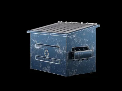 PBR Dumpster Low-poly 3D model trash can Low-poly 3D model