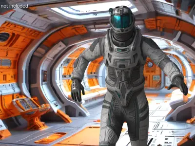  Running Futuristic Astronaut with Visor 