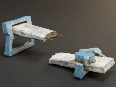 Park Cement Benches Low-poly 3D model