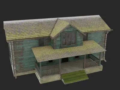 Old Abandoned Realisltic House Low-poly 3D model