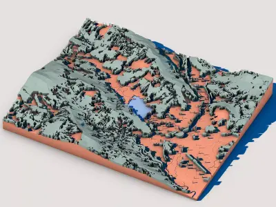 Low Poly Topographic Landscape Model 3D model