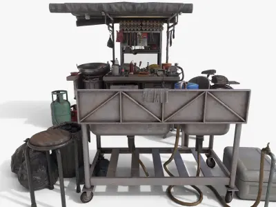 Local Char Kuey Teow Stall 3D model