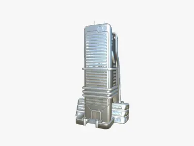 SciFi Building A08 Metallic - Sci Fi Exterior Design Low-poly 3D model