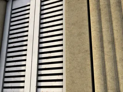 Shutters window with Low-poly 3D model