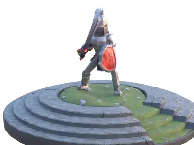 Stylized Low Poly Animated Knight Low-poly 3D model