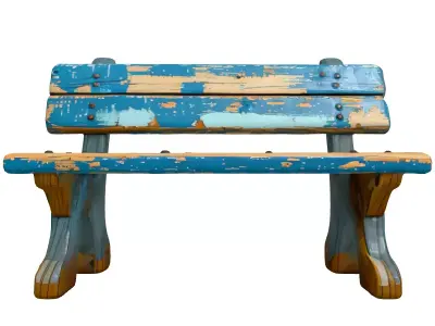 Weathered Wooden Park Bench 3D Model Low-poly 3D model