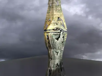 Alien Flower Cliff Ruins Dome 3D model