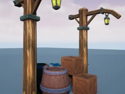 Handpainted Props Low-poly 3D model