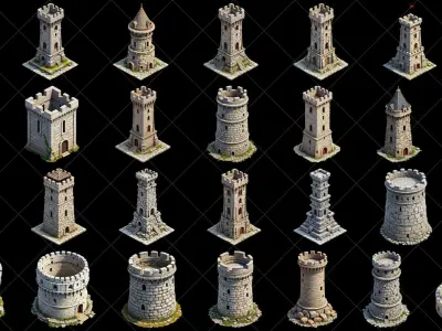 111 Transparent Fantasy Medieval Towers Texture