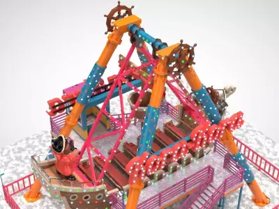 Pirate Ship Ride Low-poly 3D model