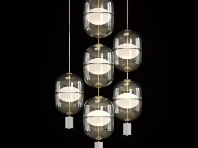 PAXTON five glass pendant lights hanging 3D model