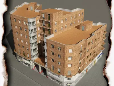 Building apartment - apartment Low-poly 3D model