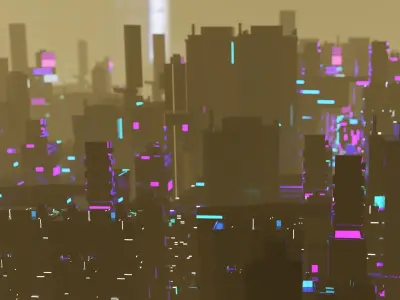 Cyberpunk city enviroment base 3D model