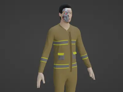 Cyber Worker - Robot Man Low-poly 3D model