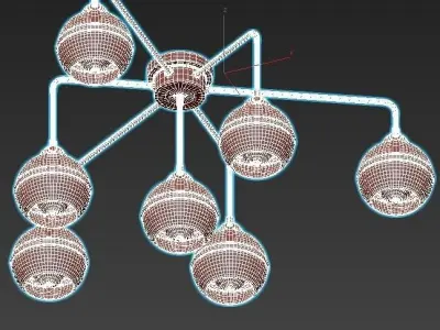 freya chrome ceiling light with six glass globes 3D model purchase