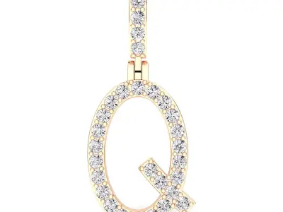 Alphabet Q-letter single row pendant 3D print model