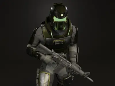 Guardian Soldier - Post Apocalyptic Space and Earth Soldier Low-poly 3D model