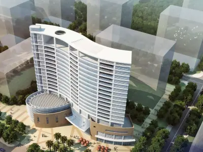 Modern Hotel Tower Exterior 3D model