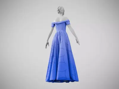 Dress 08 Very Light Blue With Design Low-poly 3D model