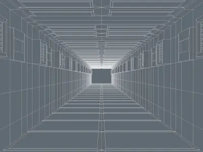Sci Fi Corridor Low-poly 3D model 7