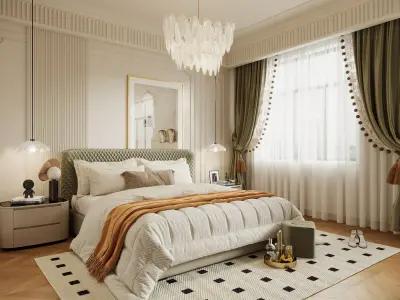 French Style Bedroom 3D Model 3D model