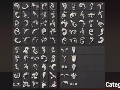 1582 Ornament Kitbash Bundle 120 New 3D Assets 3D Model  Low-poly 3D model