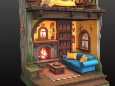 Miniature Dollhouse with Two Separate Floors 3D print model