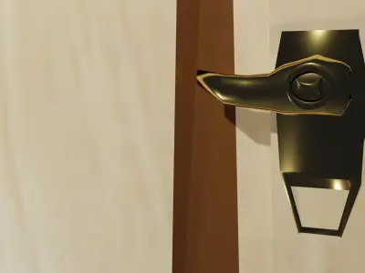 Wooden door with windows 3D model