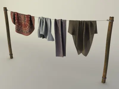 rags on a hanger 3D model
