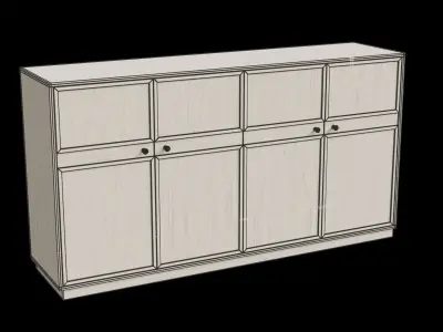 Transitional Wood Veneer 4-Door 3D model