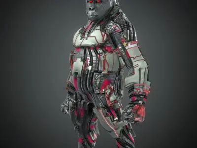 Rigged Fantasy Robot Apes World Character Low-poly 3D model