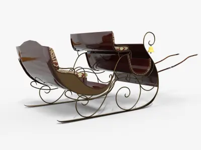  Sleigh For Santa Claus Christmas Low-poly 3D model