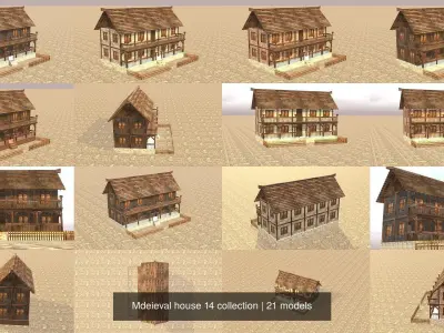 Mdeieval house 14 collection 3D Model Pack