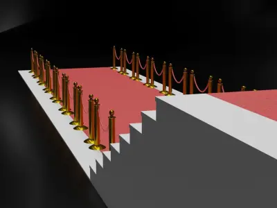 Red Carpet with Golden Barriers 3D model