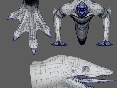 Skullcrawler creature Low-poly 3D model