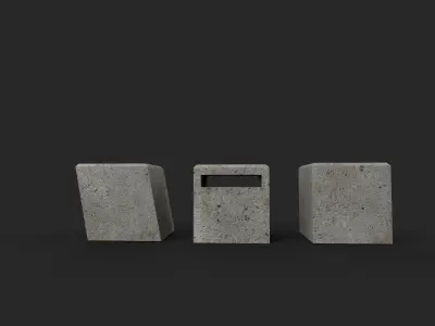 bollard-concrete three concrete blocks 3D model