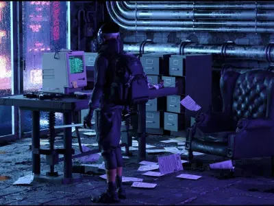 CYBERPUNK RAIN SCENE - Cinema4d and Corona Scene 3D model 3D model