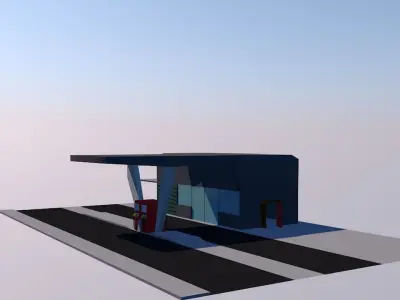 Low poly gas pit or stop Low-poly 3D model