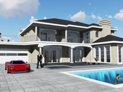 COUNTRY VILLA EXTERIOR  INTERIOR 3D model