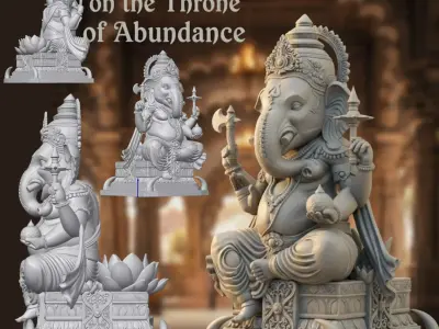Ganesha on the Throne of Abundance 3D print model