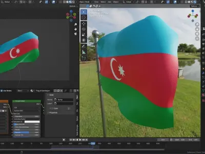 Animated Azerbaijan Flags 3D model