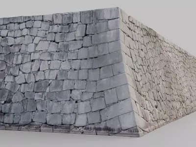 Japanese Castle Outer Wall Low-poly 3D model