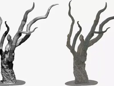 PBR Game Ready 3DModel TreeTrunk1 Maya ZBrush MarmosetToolbag Low-poly 3D model