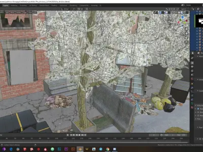 Low-poly abandoned city Low-poly 3D model
