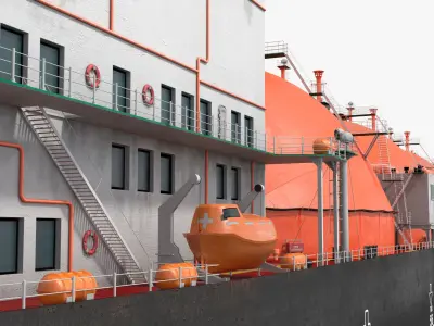  LNG Carrier Ship with Four Orange Dome Tanks Red 