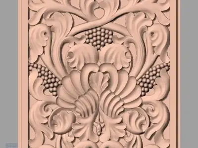 Door flower 3D relief STL Model for CNC woodworking carving E269 3D model