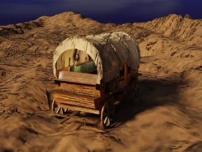 Settler Wagon 3D-Model- perfect for game engines Low-poly 3D model
