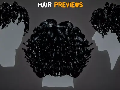 10 Wavy Hair Models and PBR Textures   Vol 06 Low-poly 3D model